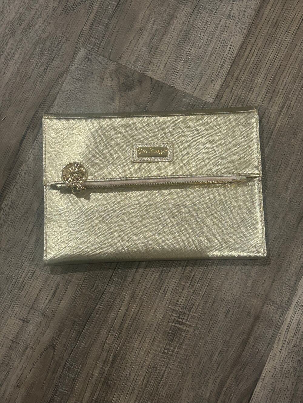 Lilly Pulitzer Metallic Gold Travel Wallet Organizer Clutch